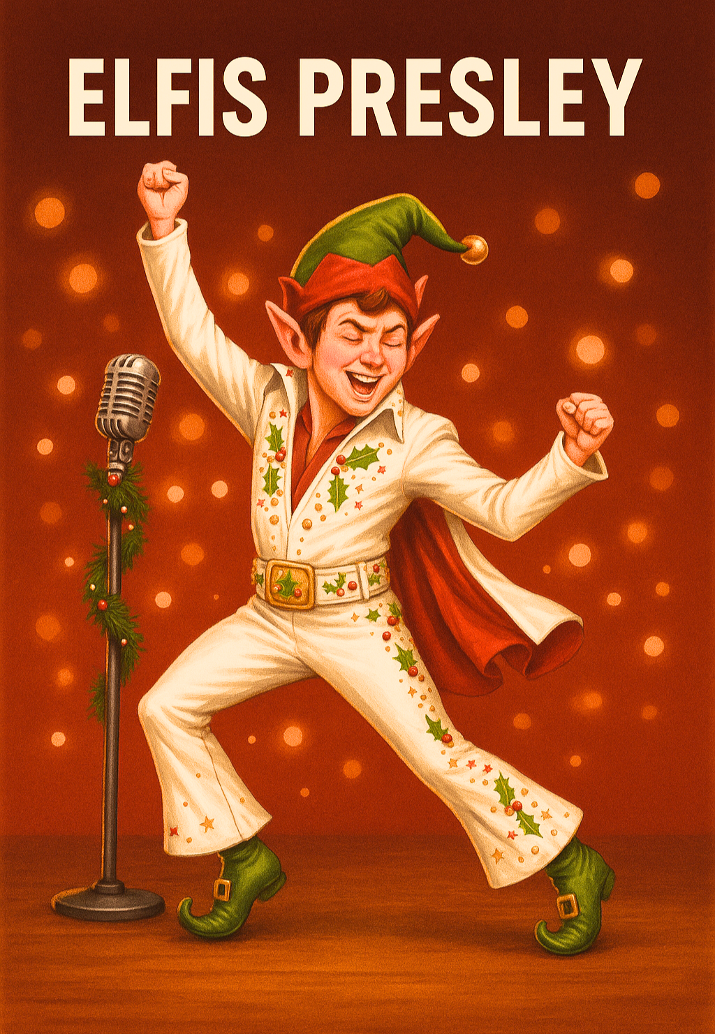 Christmas Card Elvis Elf Funny